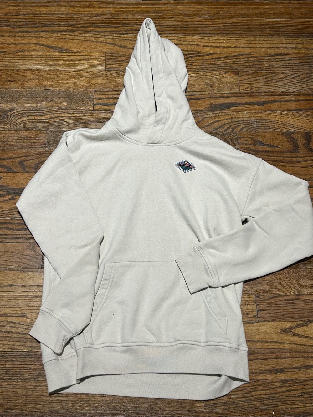abercrombie kids Cream Hoodie with Small Embroidered Patch - Picture 3 of 5